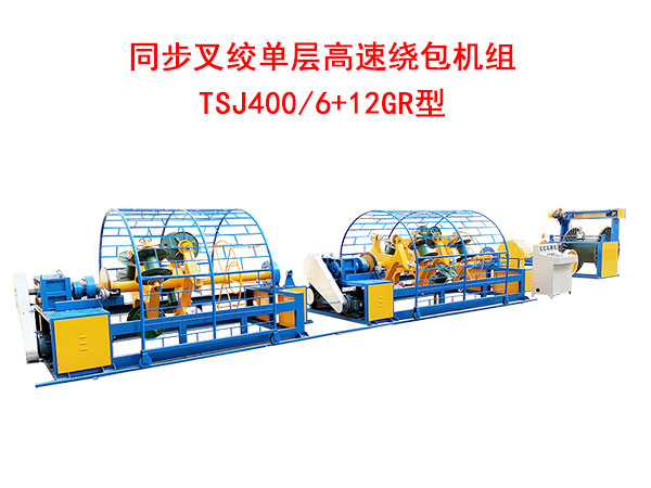 同步叉絞單層高速繞包機(jī)組TSJ400/6+12GR型
