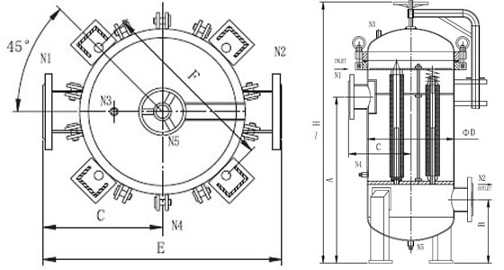 不銹鋼搖臂濾芯式過(guò)濾器